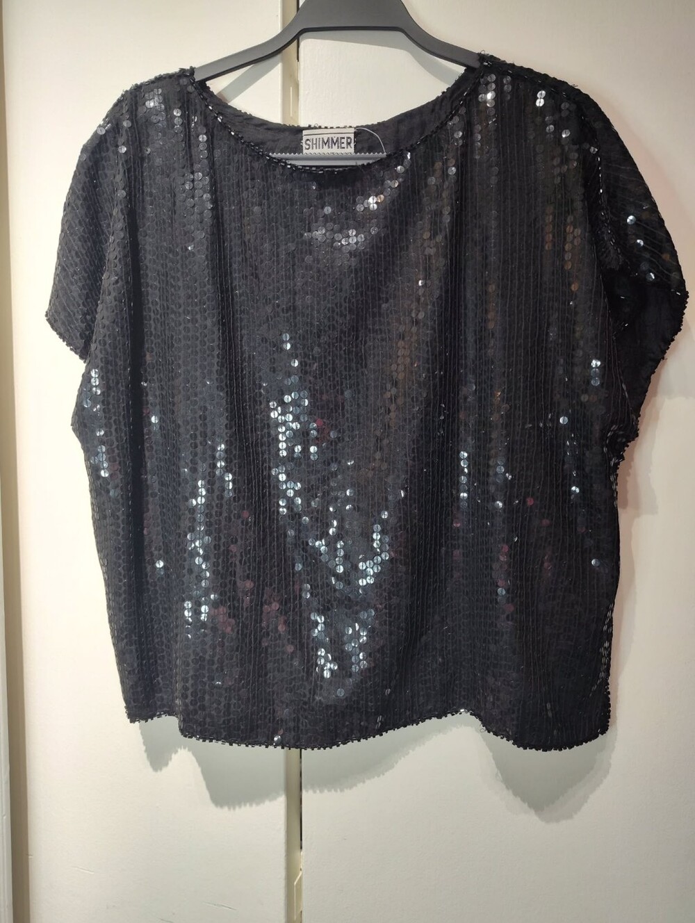 Shimmer Black Sequin Short Sleeve Tee